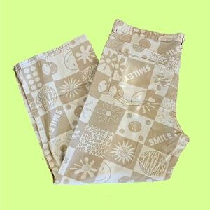 H&M Smiley printed size 18 tan and cream jeans.